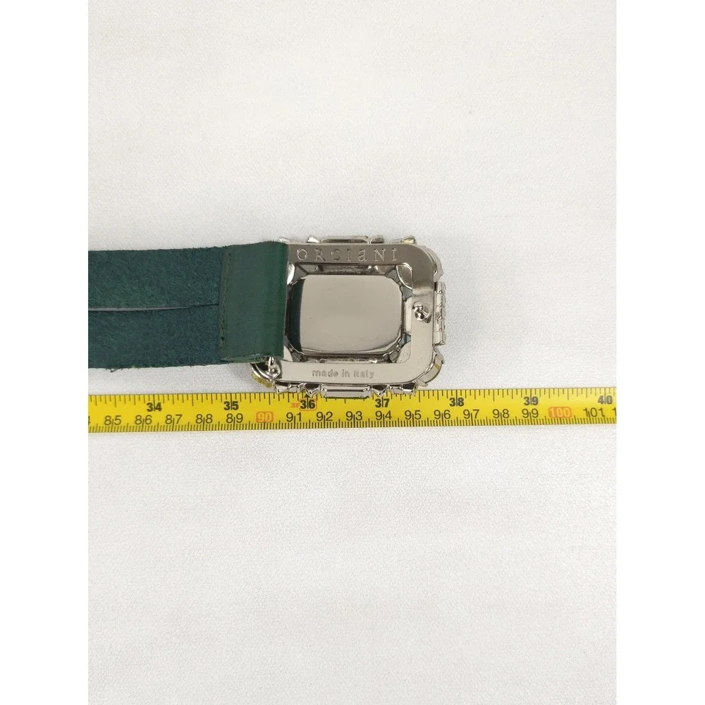 Claudio Orciani Size 80 Green Genuine Leather Crystal / Gems Belt Made In Italy - Picture 7 of 7